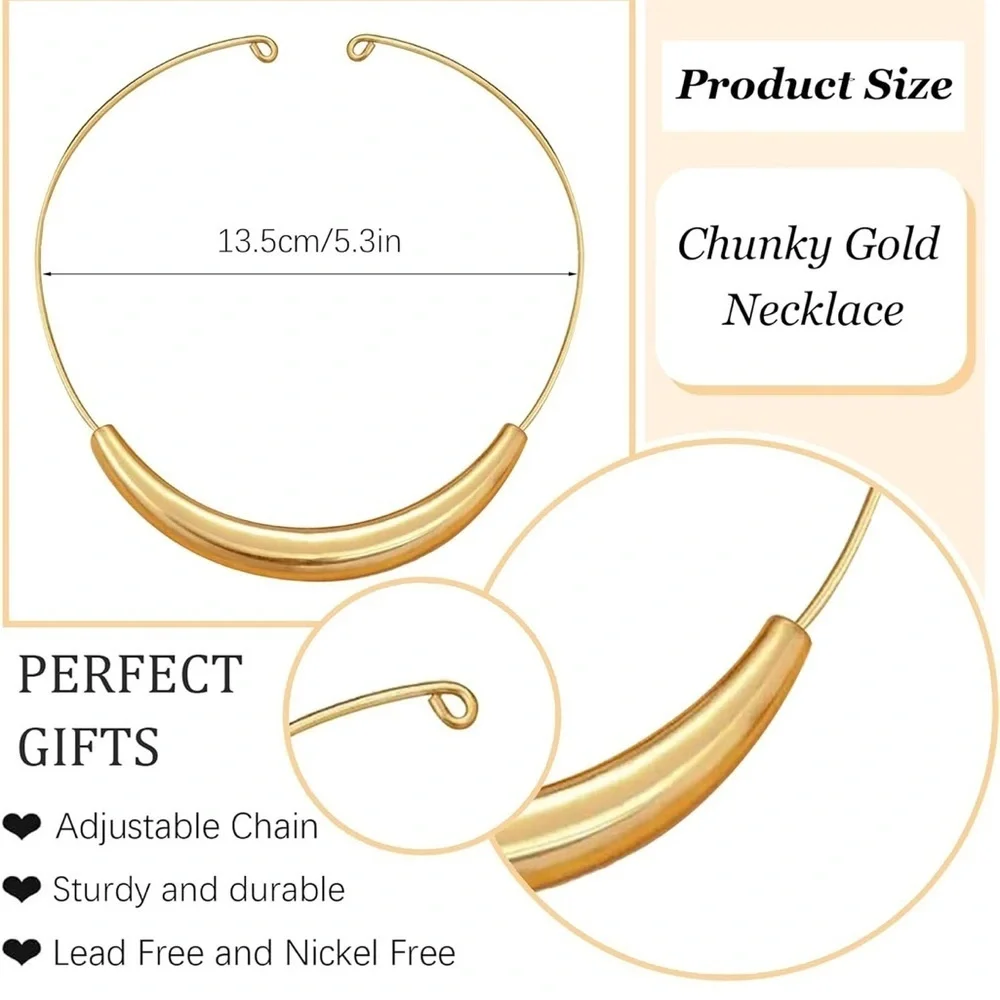 Anthropologie Chunky Gold Collar Choker Necklace